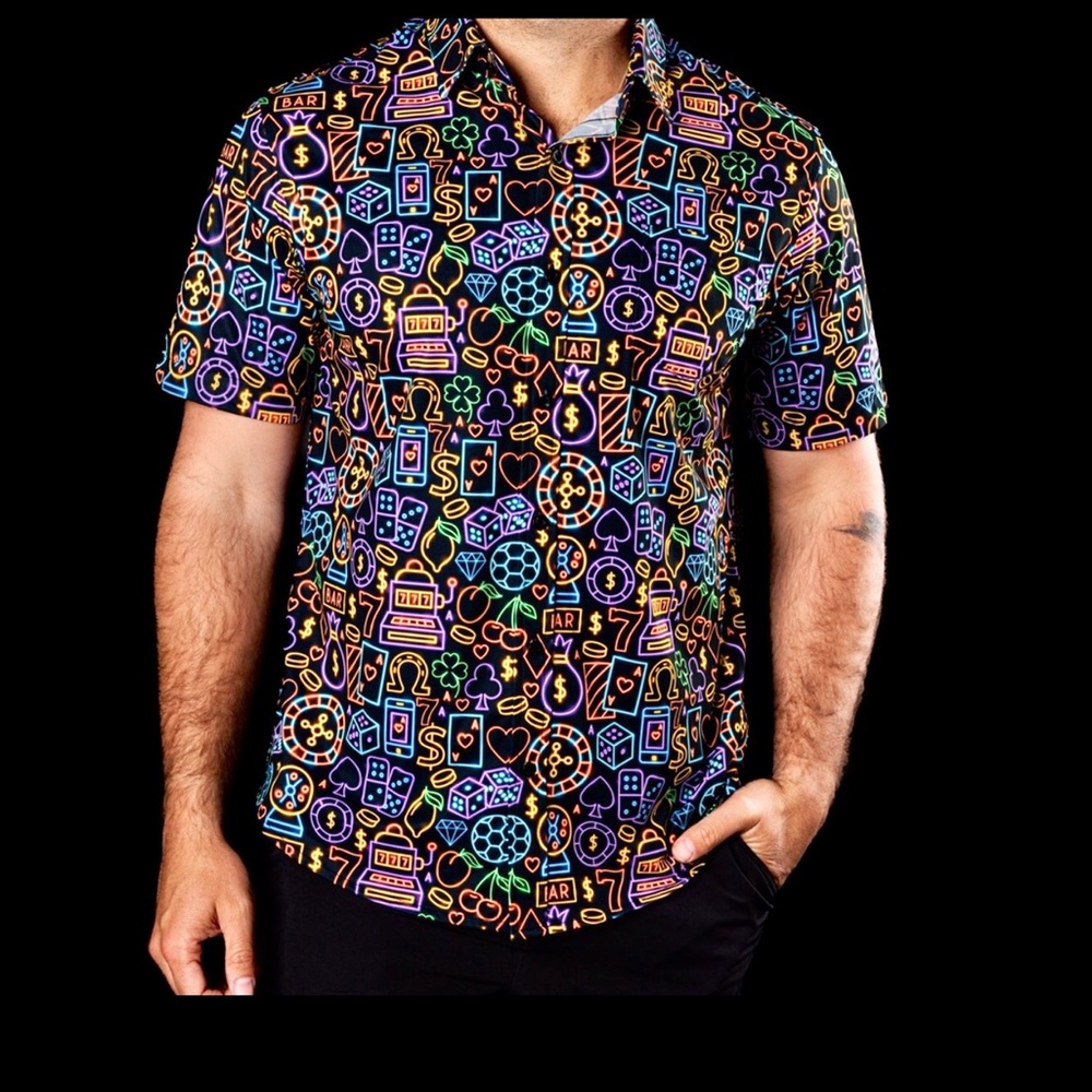 Sunday Swagger GAMBLER Signature moisture wicking Neon Polo Shirt size XXL